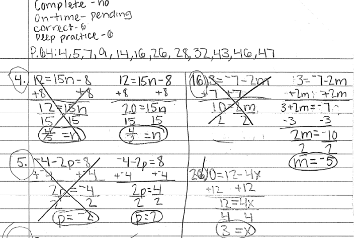 Student example of deep practice.